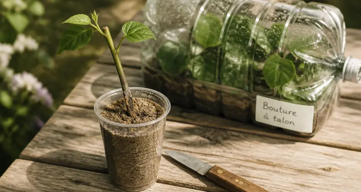 Bouturer le lilas à talon : bouture en godet transparent