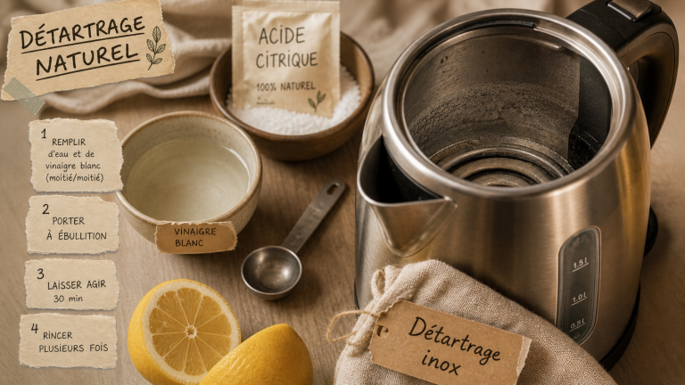 Comment nettoyer une bouilloire : calcaire inox avec vinaigre et acide citrique