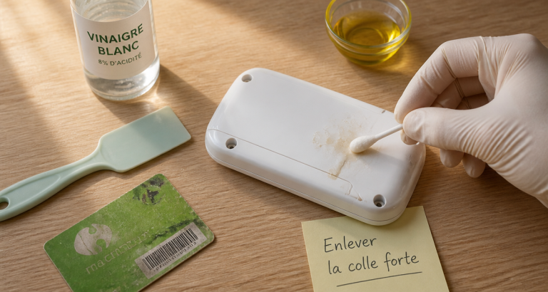 Enlever de la colle forte sur du plastique avec huile et outils