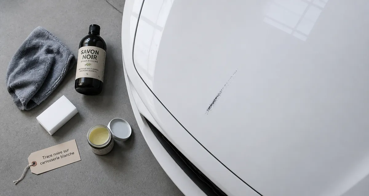 enlever trace noire sur carrosserie blanche