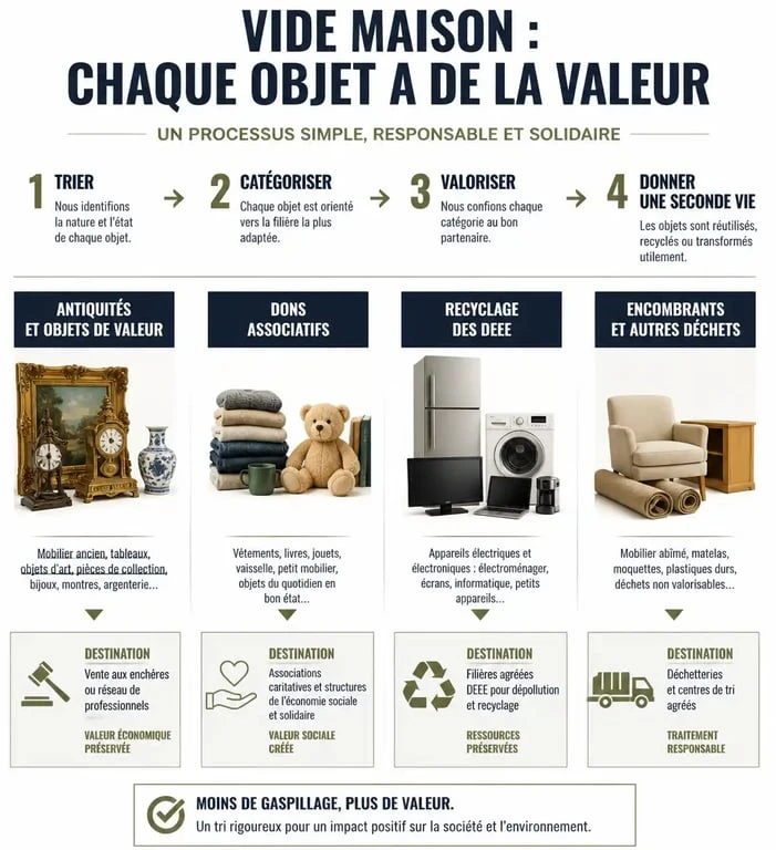Infographie sur la valorisation des objets lors d'un vide maison à Marseille