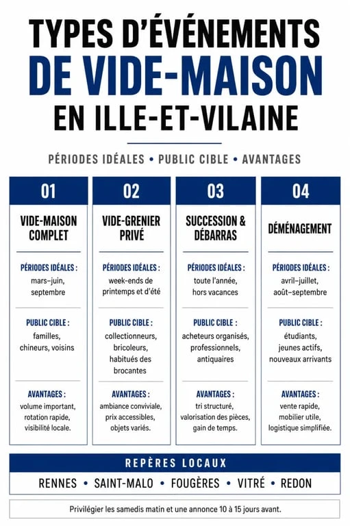 Calendrier et types d'événements pour un vide maison 35 en Ille-et-Vilaine