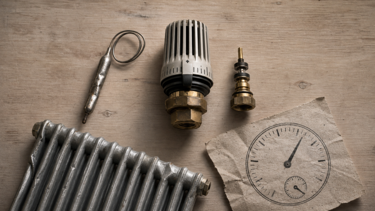 Fonctionnement vanne thermostatique : tête de radiateur avec cadran et sonde