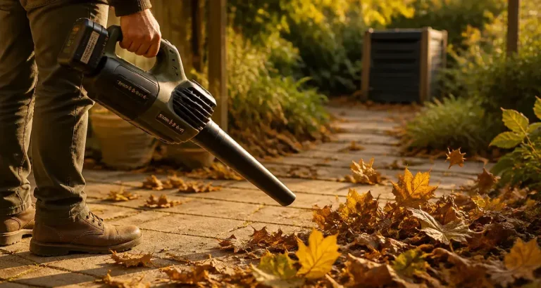 Meilleur aspirateur souffleur broyeur sur batterie en jardin, feuilles d’automne