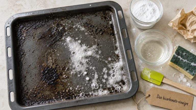 Nettoyer plaque four : bicarbonate et vinaigre pour graisses cuites