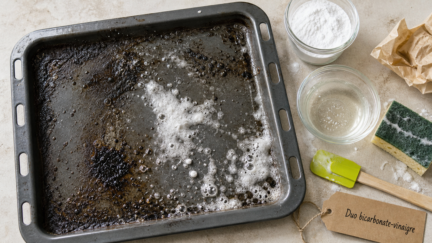 Nettoyer plaque four : bicarbonate et vinaigre pour graisses cuites
