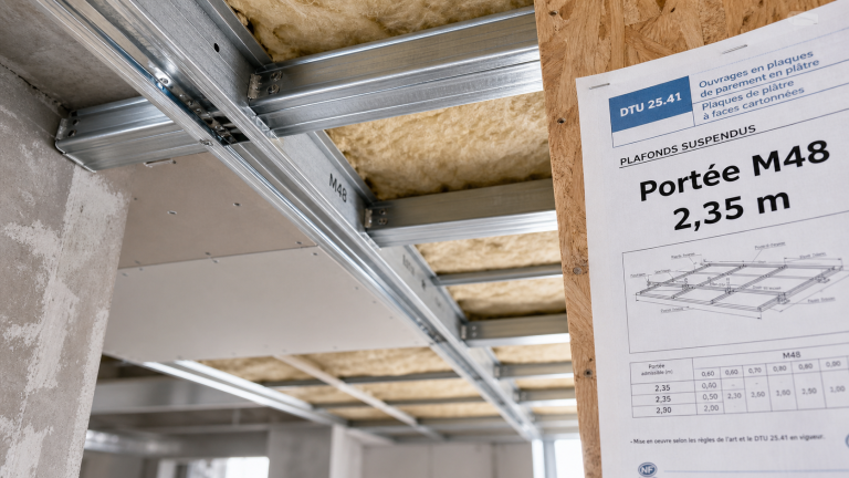 Portée maximum plafond autoportant m48 : éviter la flèche