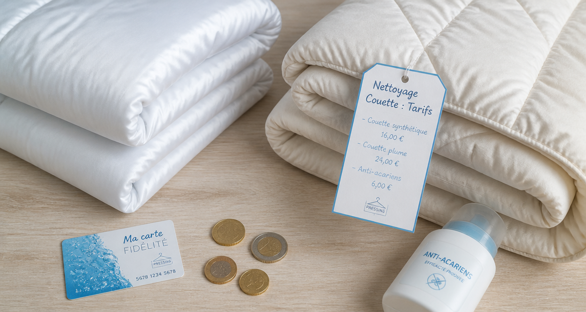 prix pressing couette deux modèles et accessoires