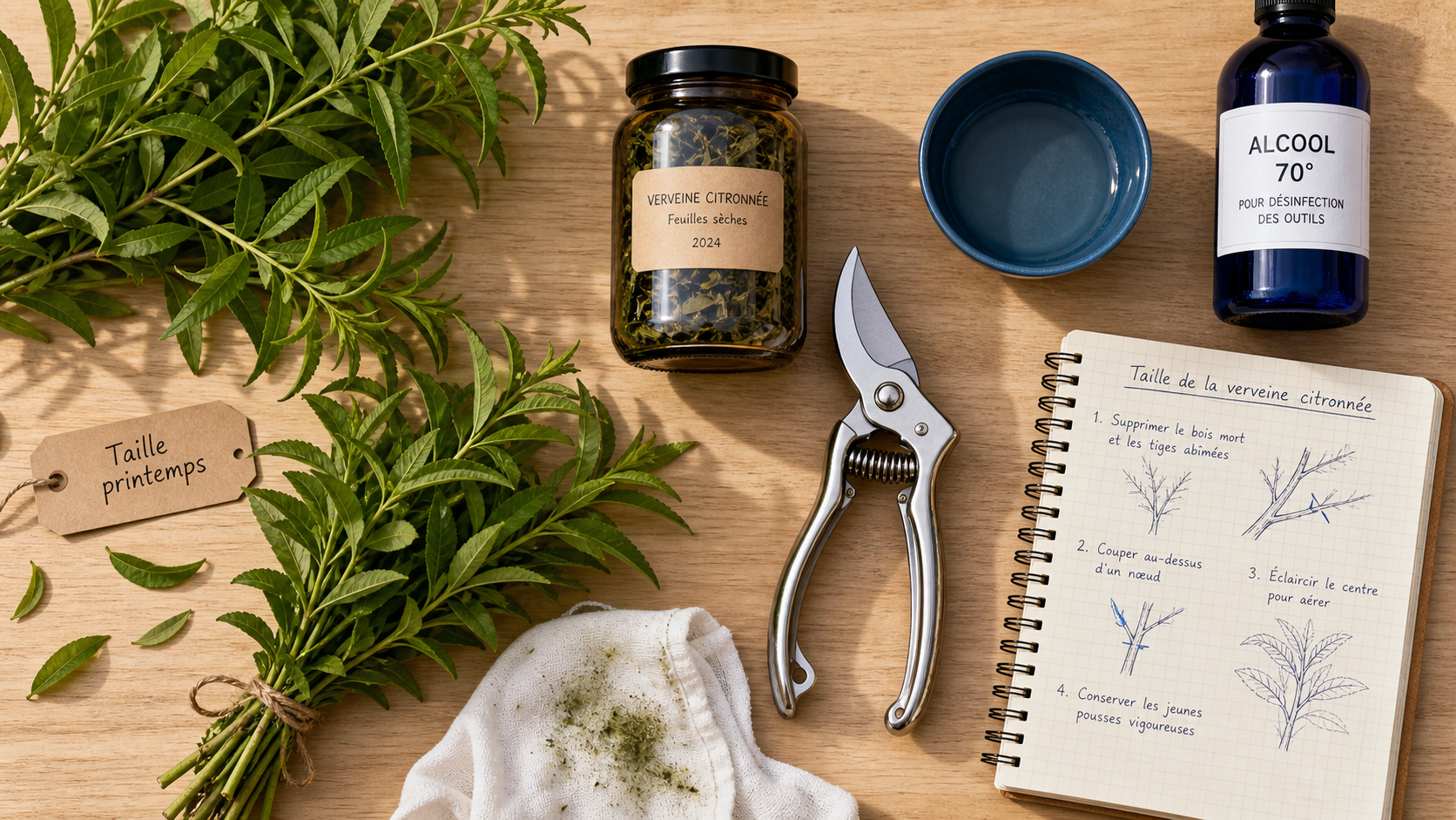 Quand tailler la verveine : taille printemps, sécateur désinfecté et verveine