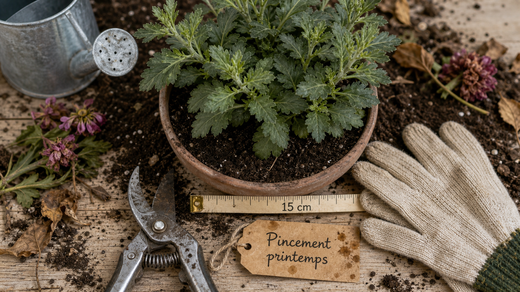 Taille chrysanthème : pincement printemps pour fleurs denses en pot