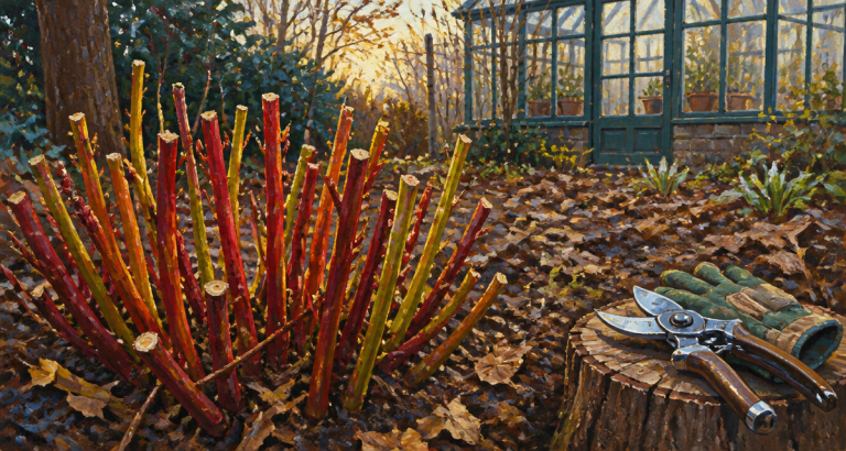 taille des cornouillers rameaux rouges jaunes hiver