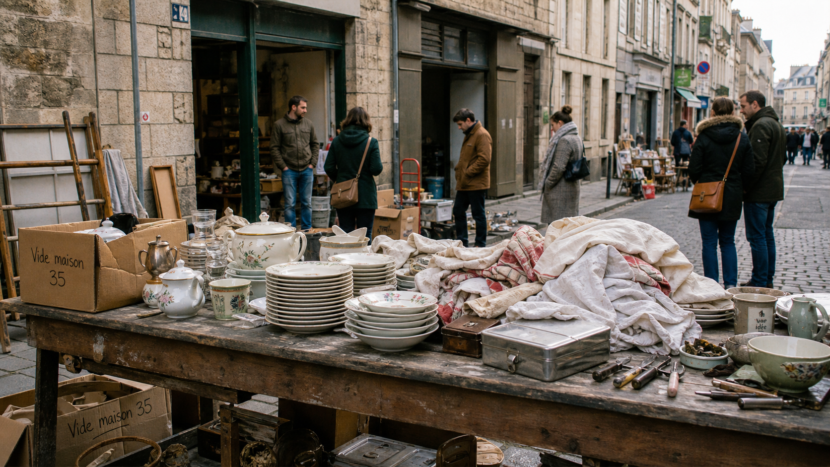 Vide maison 35 : tri et cartons de vaisselle
