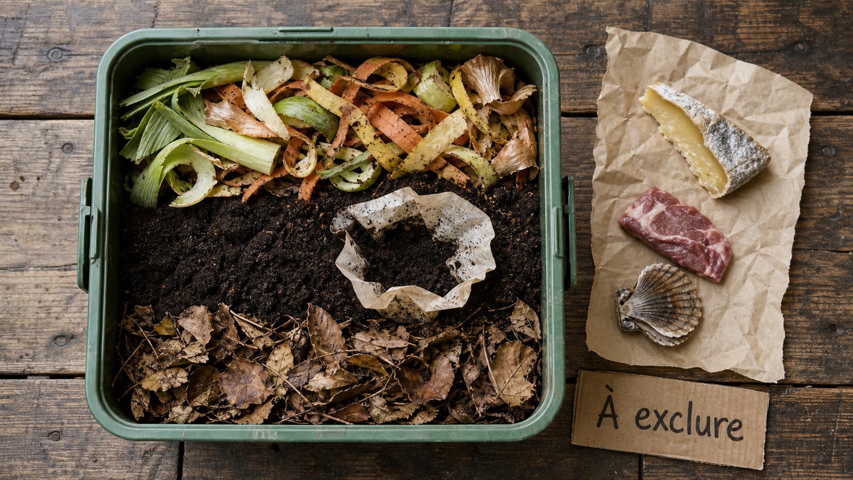 Ce qu'il ne faut pas mettre dans le compost : viande, poisson, produits laitiers, agrumes, bois traité