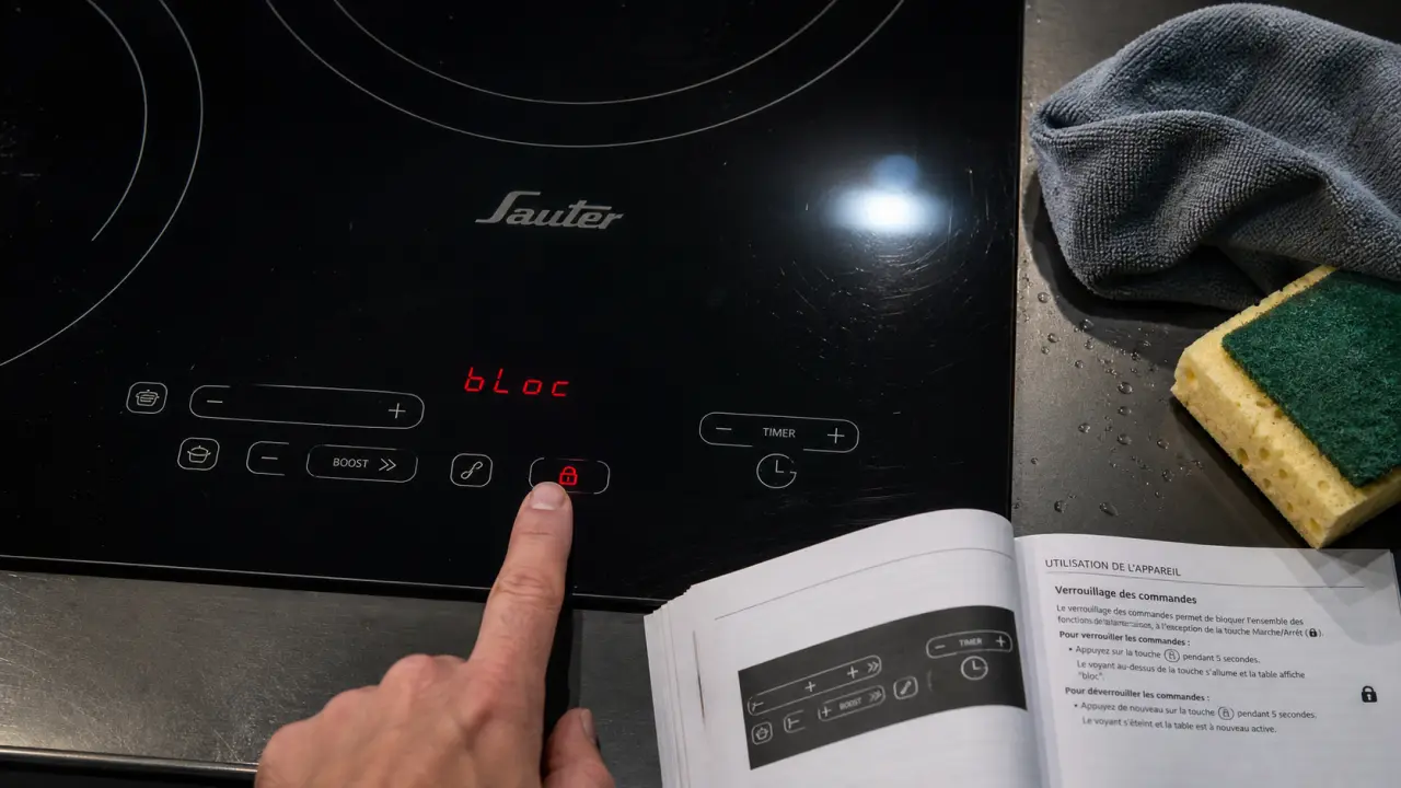 Plaque sauter bloc : cadenas, clé et reset électrique