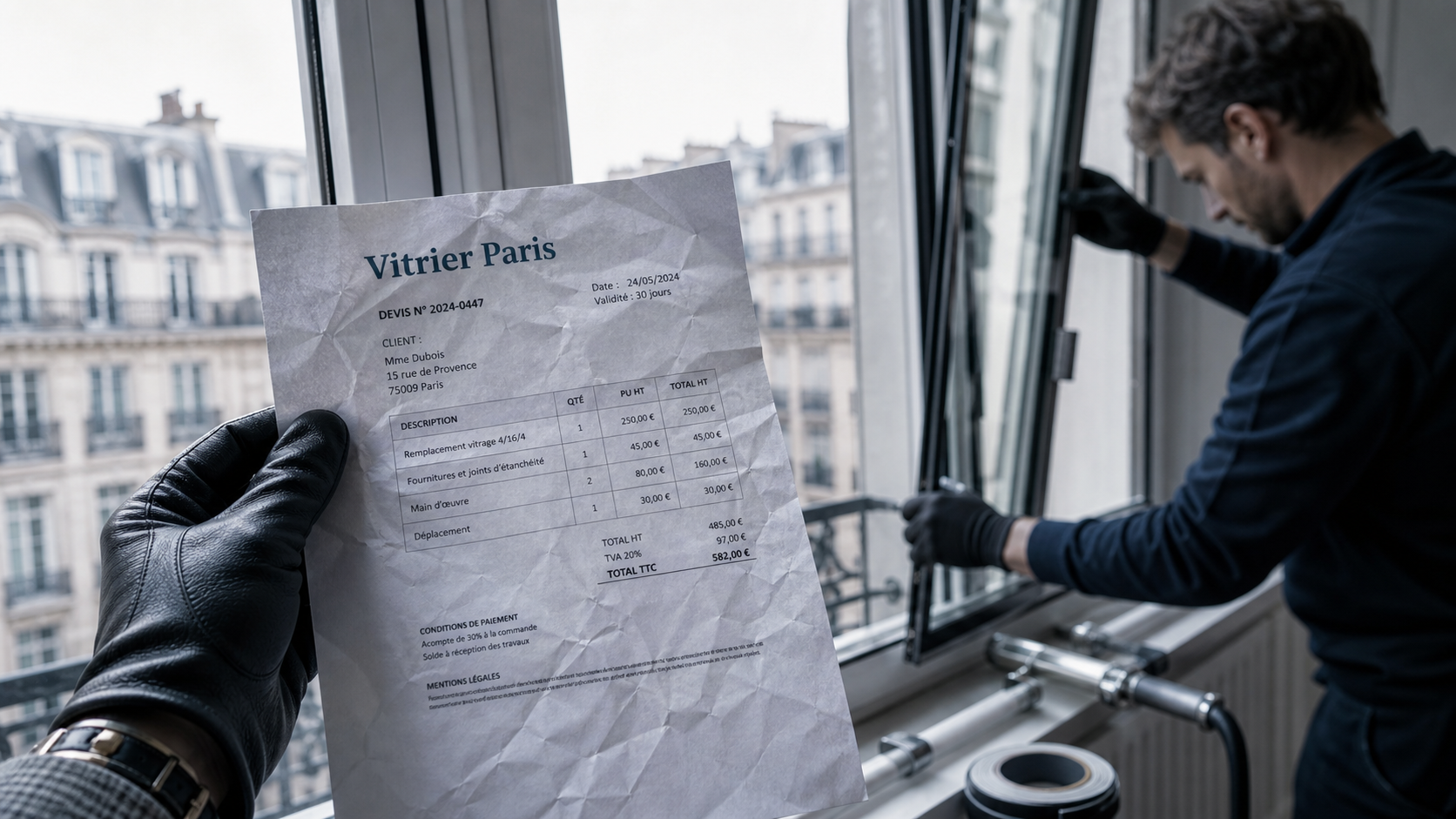 Vitrier Paris pas cher artisan : devis pour remplacement vitrage