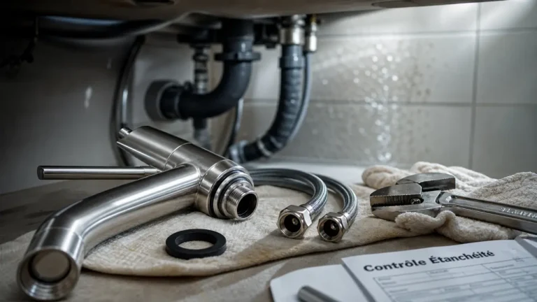 Changer un robinet de cuisine : joint et flexibles pour test anti-fuite