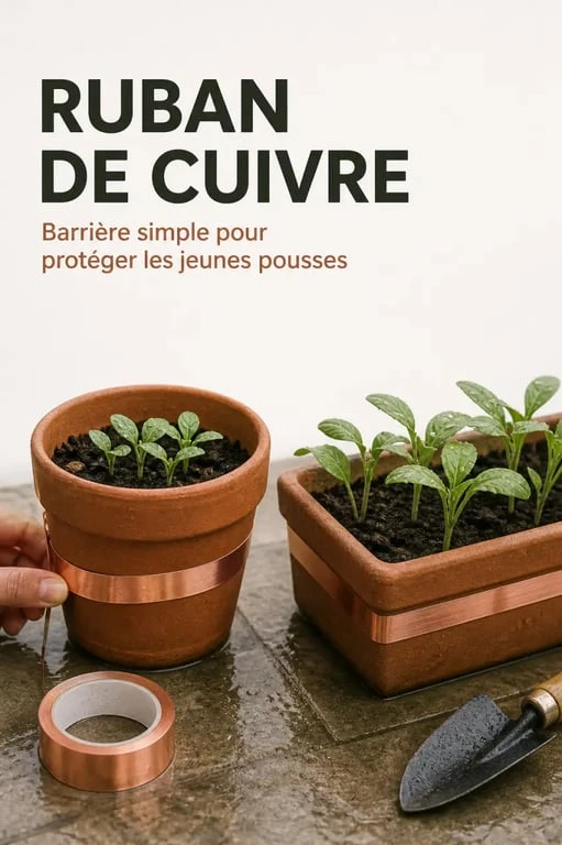 Répulsif naturel limace : pose d’un ruban de cuivre autour d’un pot