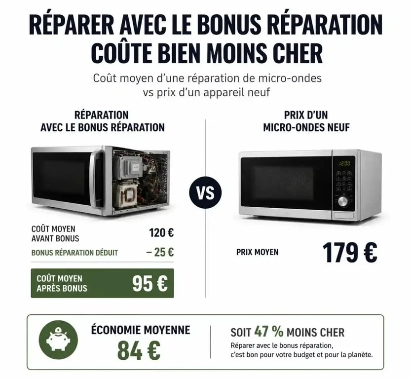 Comparatif économique réparation micro-ondes vs achat neuf
