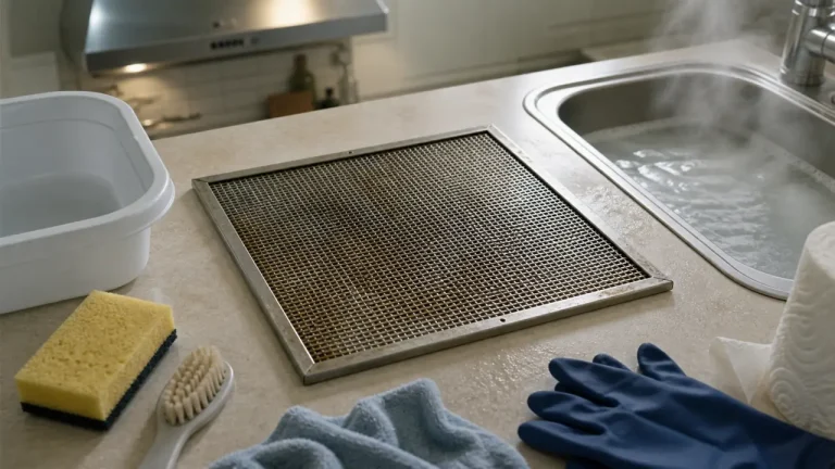 Nettoyage grille hotte : trempage à 60 °C
