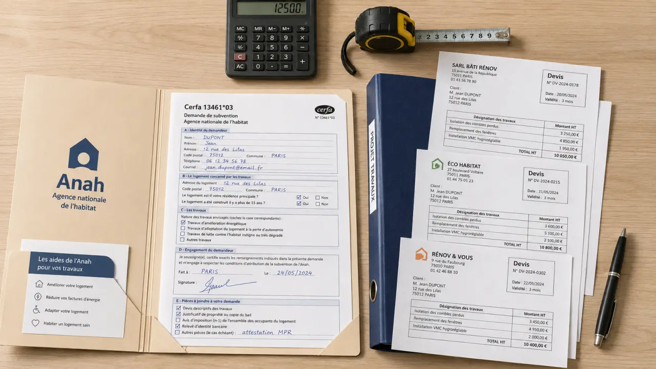 Anah plan de financement : Cerfa 13461*03 bailleur
