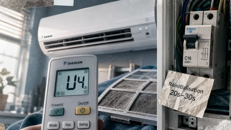 Code erreur daikin U4 affiché sur télécommande, lire le défaut avec CANCEL