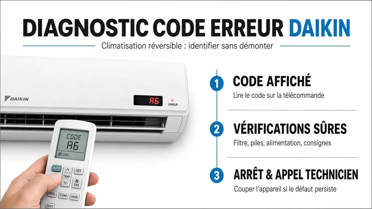 Code erreur Daikin : schéma des vérifications sûres avant d’appeler un technicien