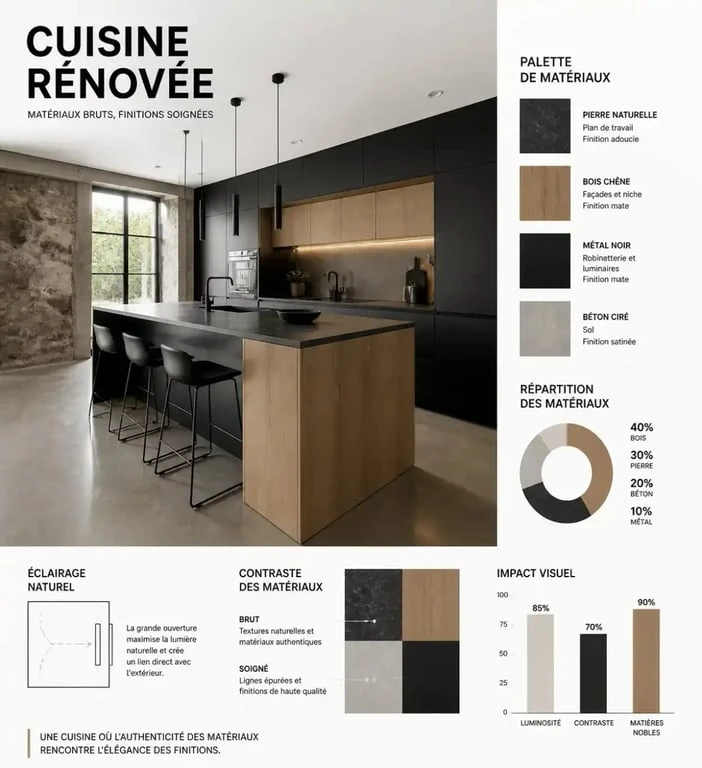 Cuisine rénovée dans le cadre d'une rénovation intérieure de maison à Dole