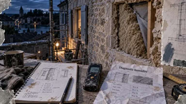 Diagnostic humidité pour isolation maison ancienne sur façade ancienne en pierre