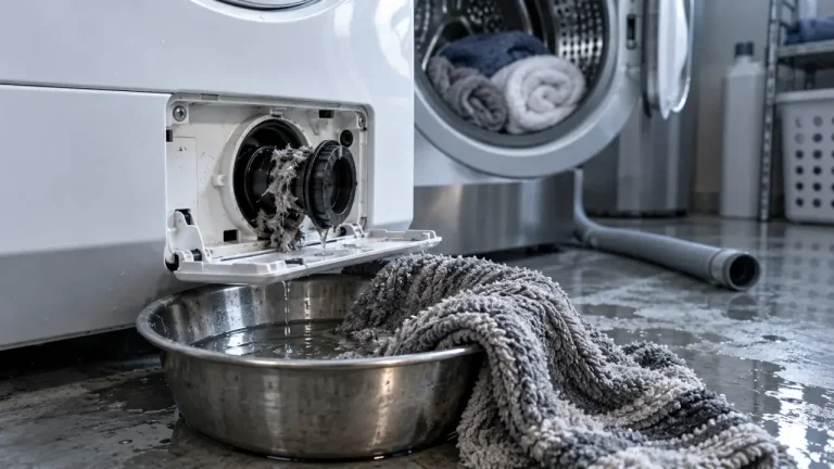 Ma machine a laver n essore plus : filtre de vidange avec eau résiduelle