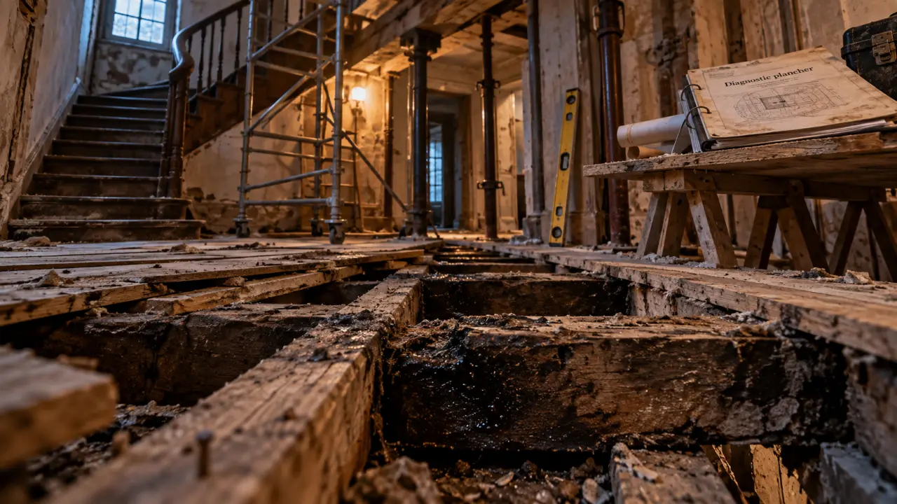 Rénovation plancher maison ancienne : chape lourde fragilisant les murs