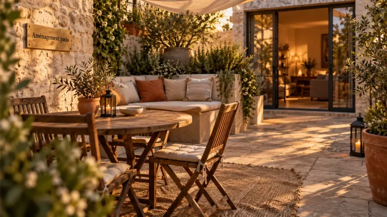 Aménagement patio extérieur : petit patio urbain en cour intérieure