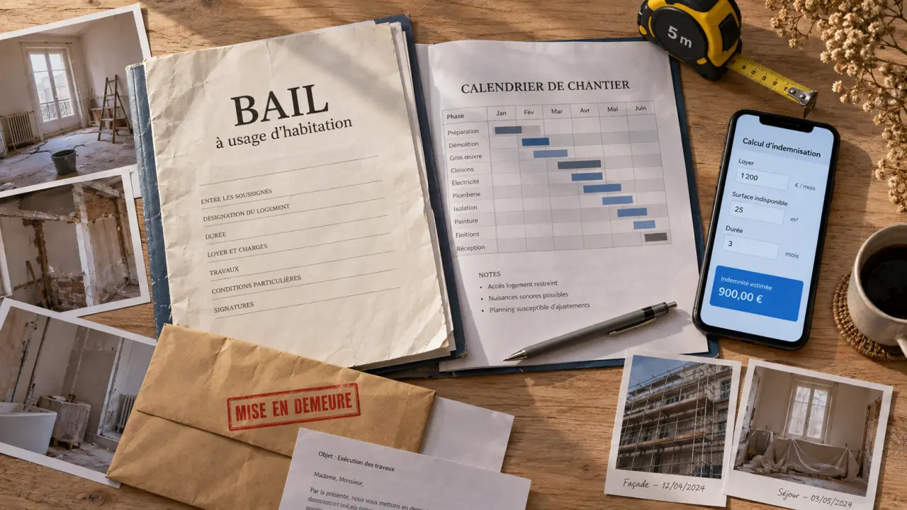 droit du locataire en cas de gros travaux : loyer réduit après 21 jours, dossier bail et travaux