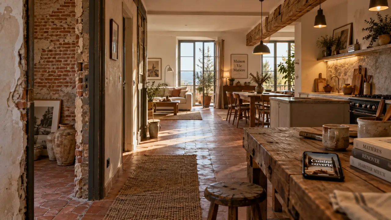 Rénovation vieille maison avant/après : intérieur décloisonné, cuisine ouverte